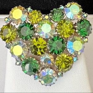 Stunning Vintage Heart Crystal Brooch